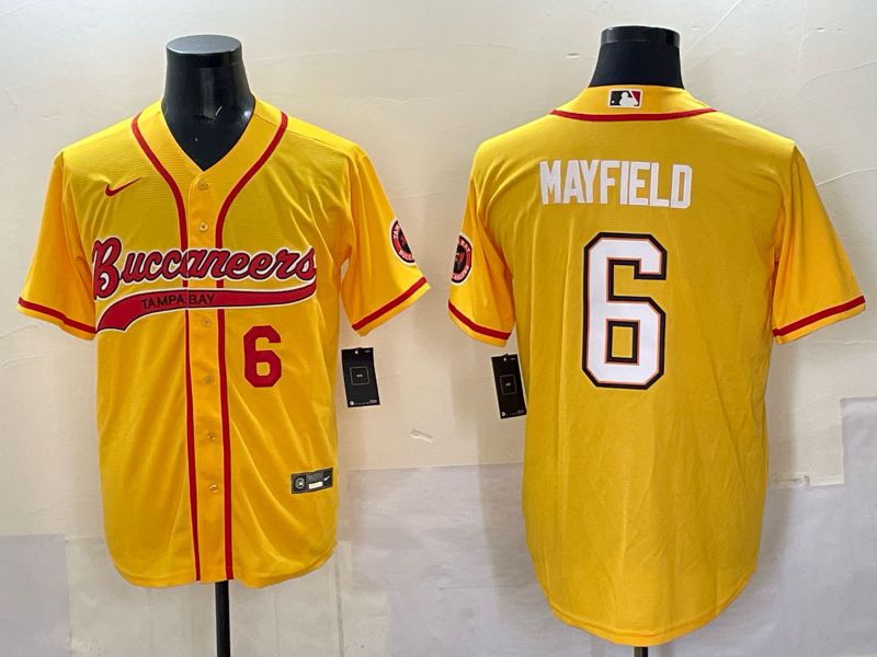 Men 2025 Tampa Bay Buccaneers 6 Mayfield Yellow Joint Name Nike Limited NFL Jersey style 02